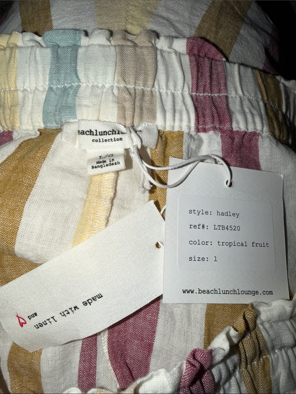 beachlunchlounge Striped High-Rise Linen-Blend Shorts in Multi Colors - Picture 3 of 3